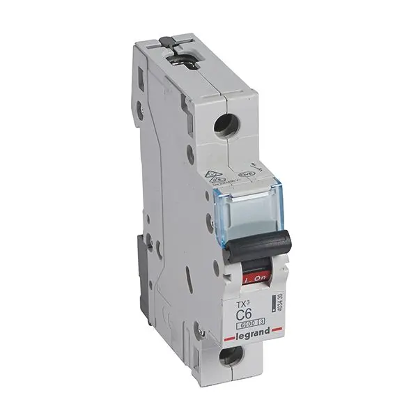 Produktfoto 1 von TX3 LS-Schalter C-Char. 6A, 1-polig, 6kA, 230/400VAC, 1TE