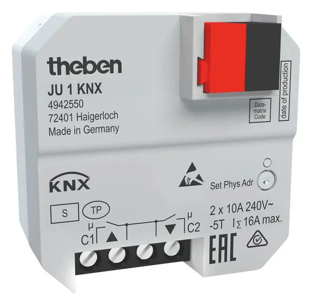 Produktfoto 1 von 1-fach KNX UP-Jalousieaktor KNX TP, Unterputz, Data Secure