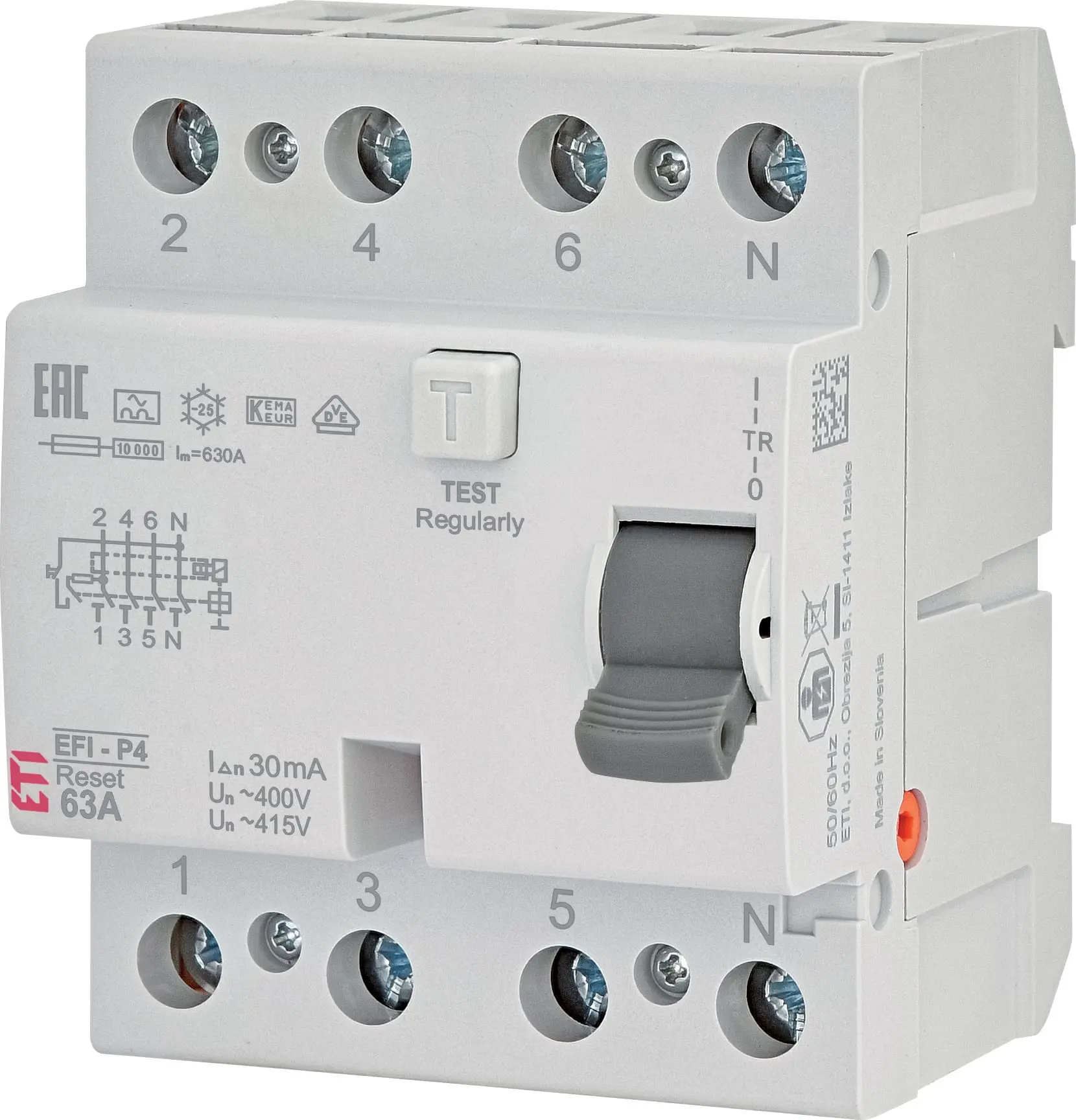 Produktfoto 1 von EFI-P4-R, A-Typ, 4-polig 63A (0,03 A)
