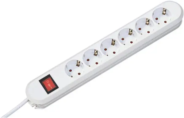 Produktfoto 1 von Tischsteckdose 6xSchuko schwarz 1xSchalter Strom 3m Schuko