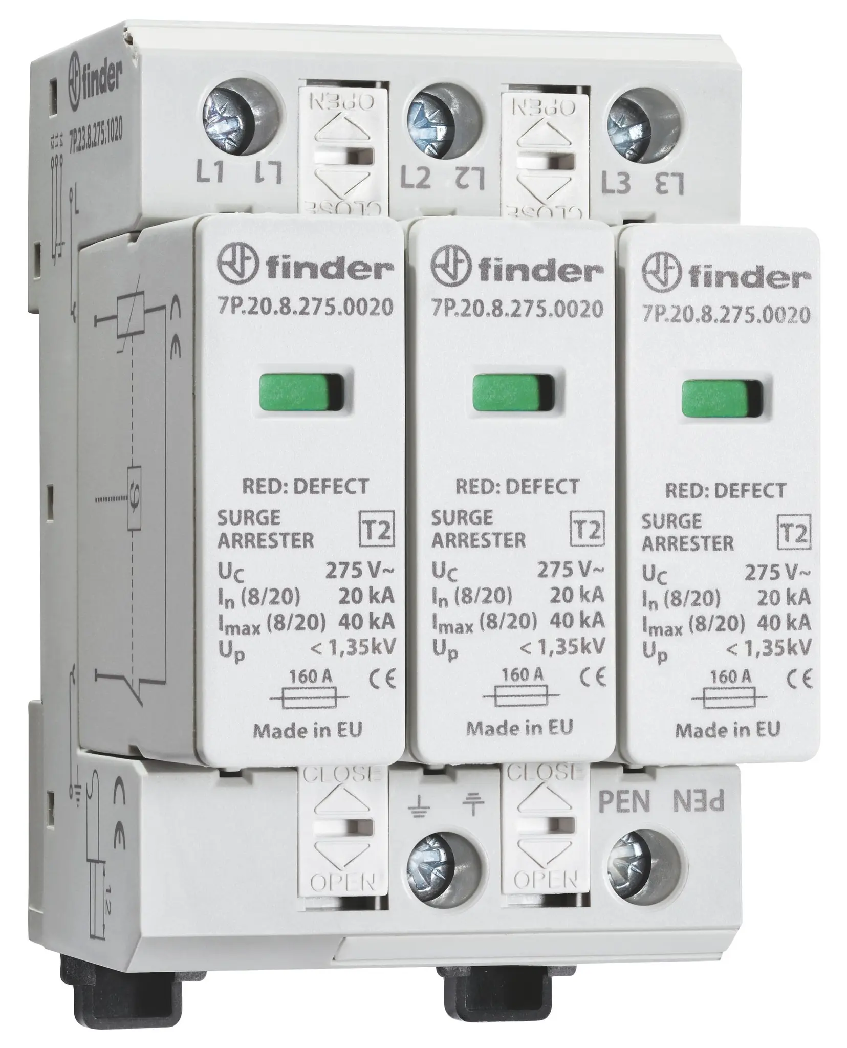 Produktfoto 1 von Überspannungsableiter 3 Varistoren für 4-Leitersysteme m.PEN-TN-C Netzsystemen