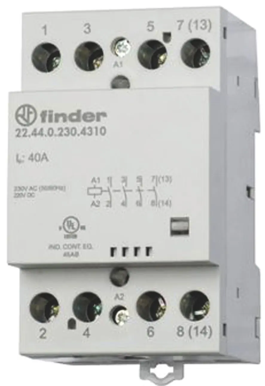 Produktfoto 1 von Schütz für Reiheneinbau 4S 40A Spule 230VAC/DC mechanische Anzeige