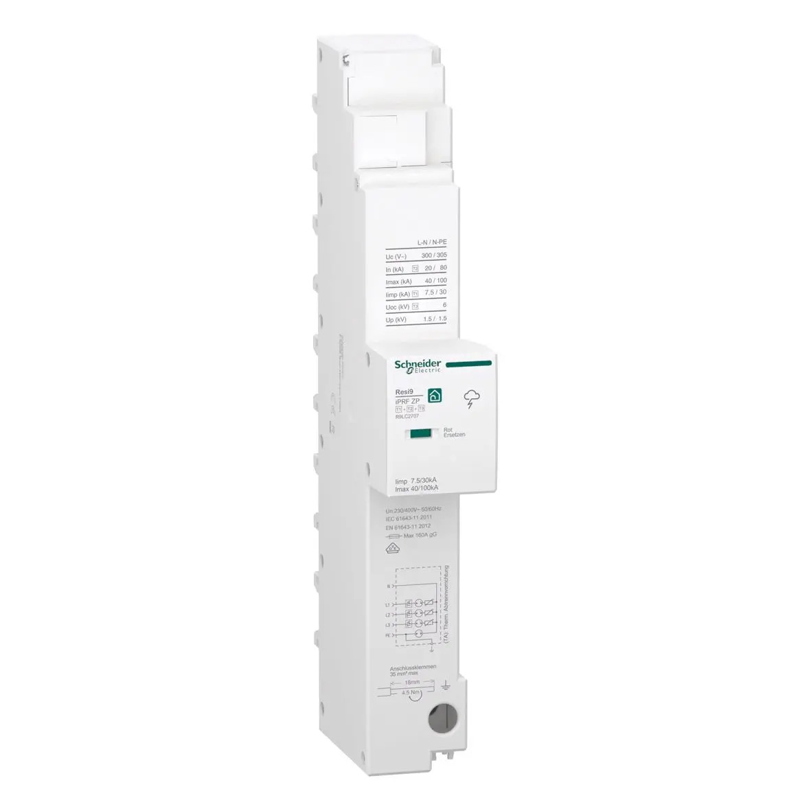 Produktfoto 1 von Kombiableiter ZP T1 T2 T3 7,5kA TT/TNS, komp. Bauform 3PN