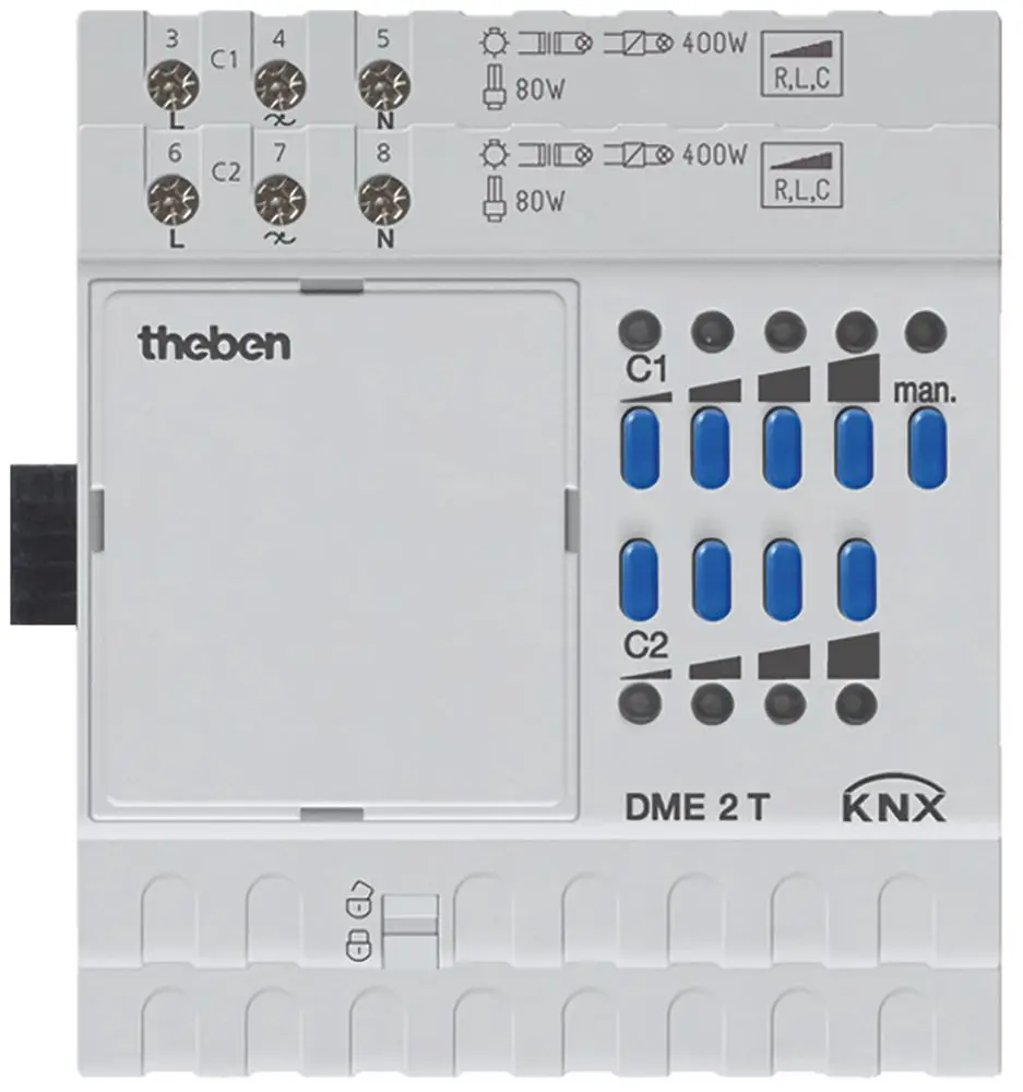 Produktfoto 1 von 2-fach Universal-Dimmaktor 400 W, KNX TP, Data Secure, Erweiterung MIX2
