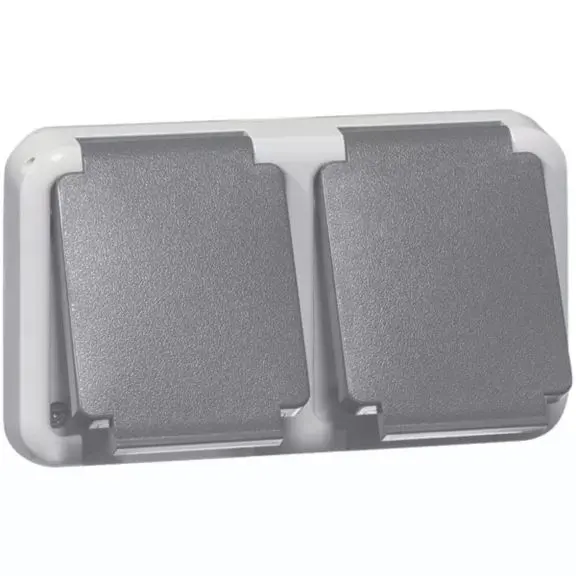 Produktfoto 1 von Steckdose SCHUKO 2fach, grau, ohne Dose