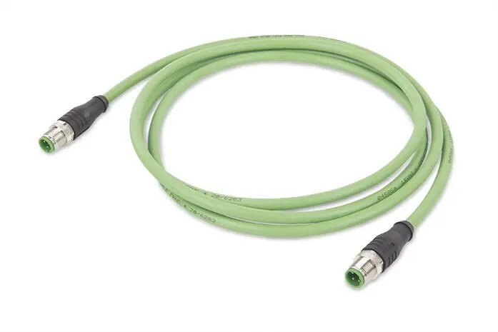 Produktfoto 1 von ETHERNET-Leitung,M12D-Stecker,axial, M12D-Stecker,axial, grün