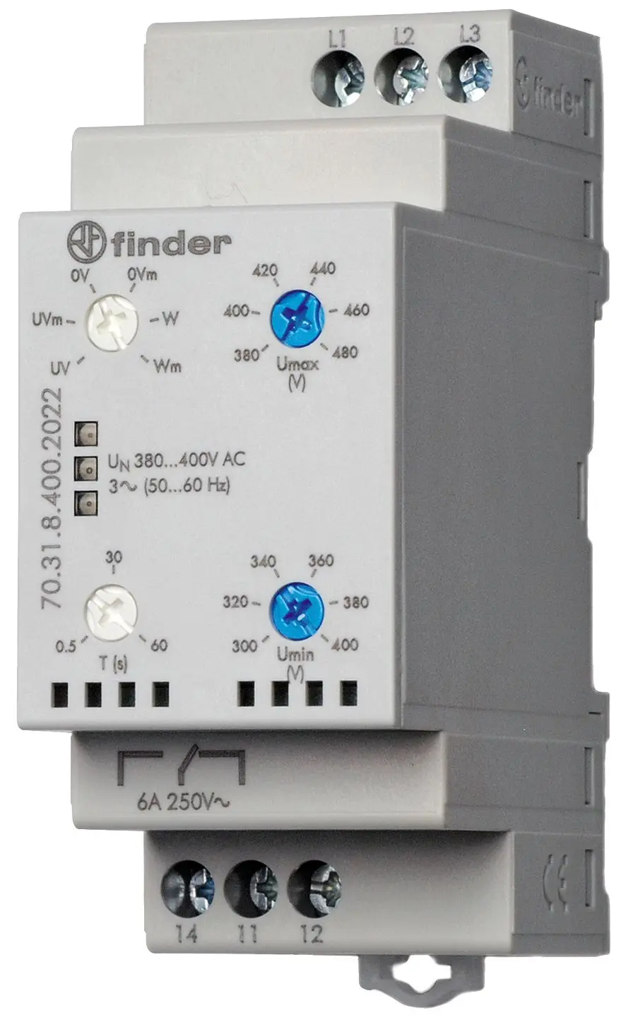 Produktfoto 1 von Netzüberwachung 3-Ph. 380-415VAC 1We 6A Phasenausfall Phasenfolge