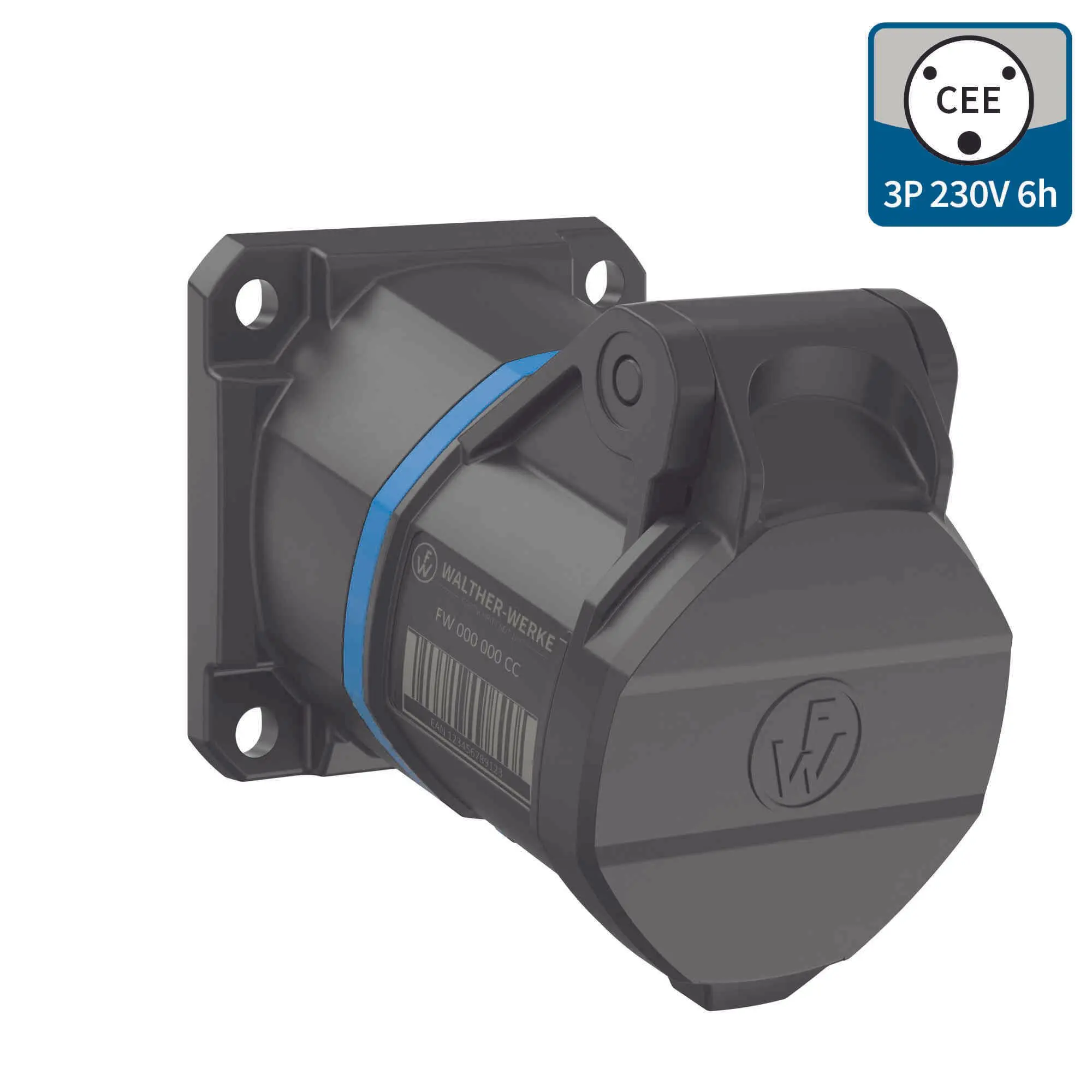 Produktfoto 1 von CEE NEO Anbaudose schräg 16A 3P 6h IP54 mit Käfigzugfeder