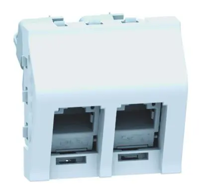 Produktfoto 1 von Datenanschlussdose DA-2-270-9006, 45x45mm, 2 Port, Cat6A, 270 Grad, alu