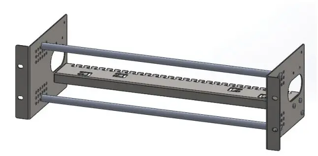 Produktfoto 1 von 19z Baugruppenträger 3HE mit Rundstangen für LSA-Module 8DA und 10DA Edelstahl