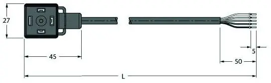 Produktfoto 1 von Ventilsteckverbinder Bauform A, Anschlussleitung