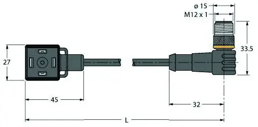 Produktfoto 1 von Ventilsteckverbinder Bauform A, Verbindungsleitung
