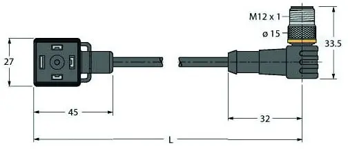 Produktfoto 1 von Ventilsteckverbinder Bauform A, Verbindungsleitung