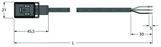 Produktfoto 1 von Ventilsteckverbinder Bauform B, Anschlussleitung