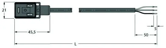 Produktfoto 1 von Ventilsteckverbinder Bauform BI, Anschlussleitung