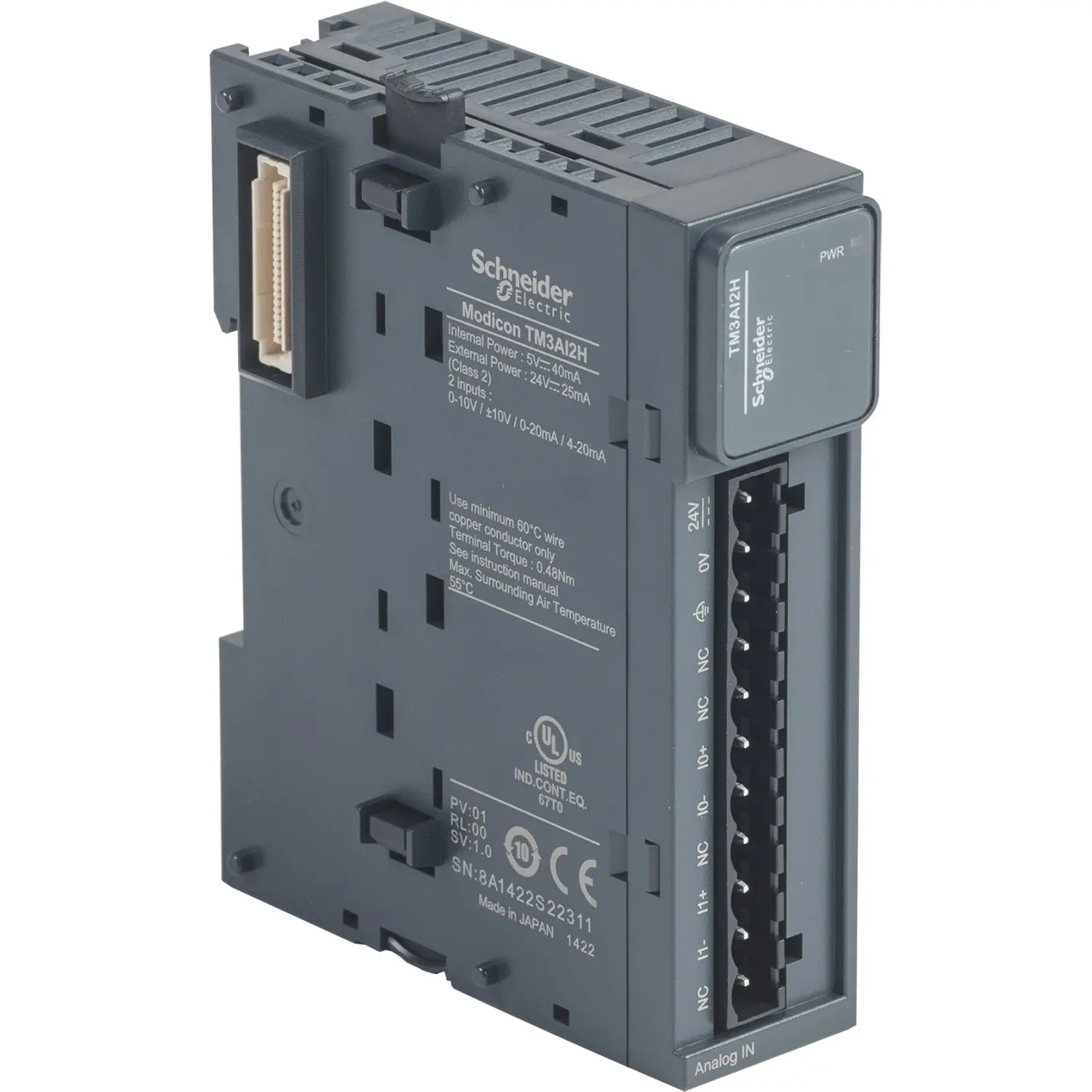 Produktfoto 1 von E/A-Erweiterung TM3 EA-Modul 2 analog Ein. Spannung/Strom 16BIT Schraubanschl.