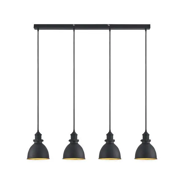 Produktfoto 1 von Pendelleuchte mit Metallschirmen, 4 x E27, max. 15 W LED, rund, sw