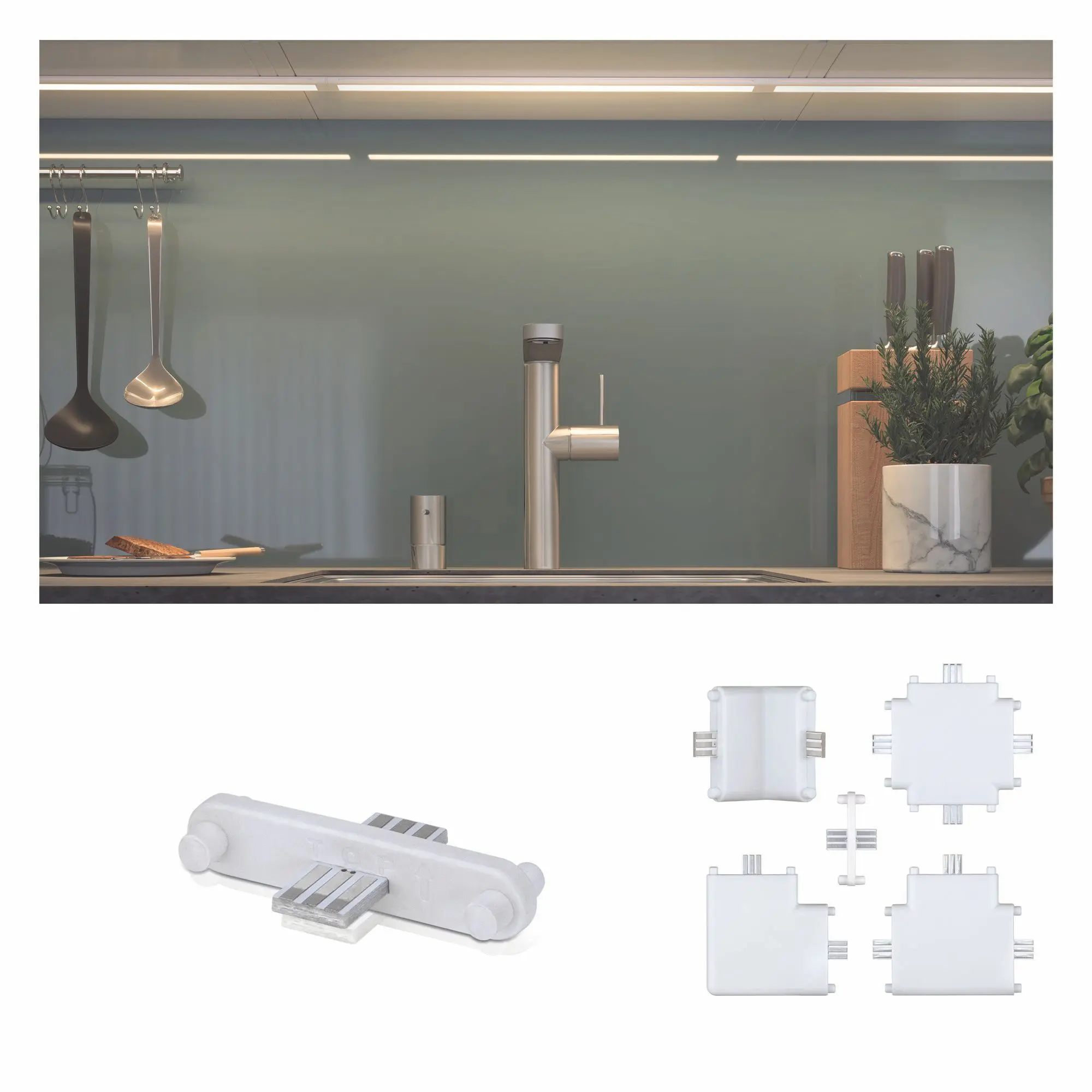 Produktfoto 1 von Clever Connect Linien-Verbinder Border 12V Weiß matt/Kunststoff