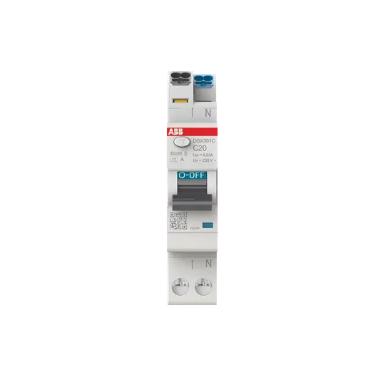 Produktfoto 1 von DSX301CA-C20/0,03 FI/LS-Schalter, 1 TE 6kA, 1P+N, Typ A, C20, 30mA
