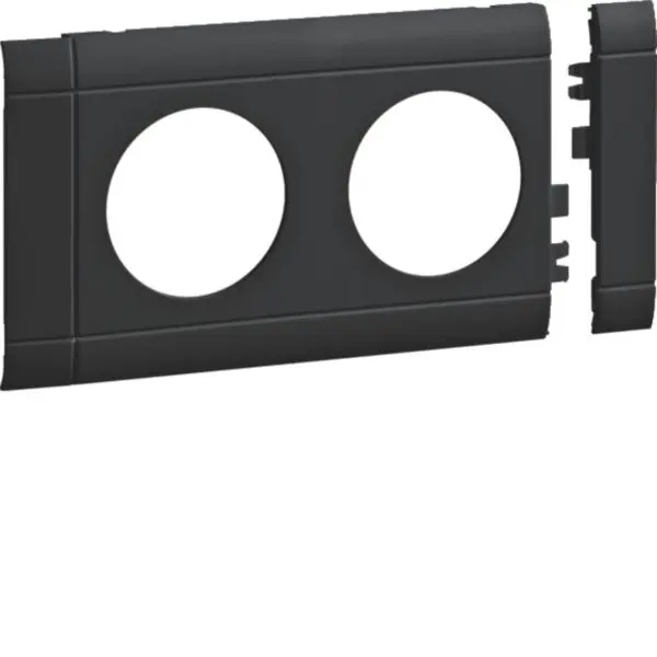 Produktfoto 1 von Blende 2-fach Steckdose anreihbar aus ABS halogenfrei Oberteil 80mm gschwarz