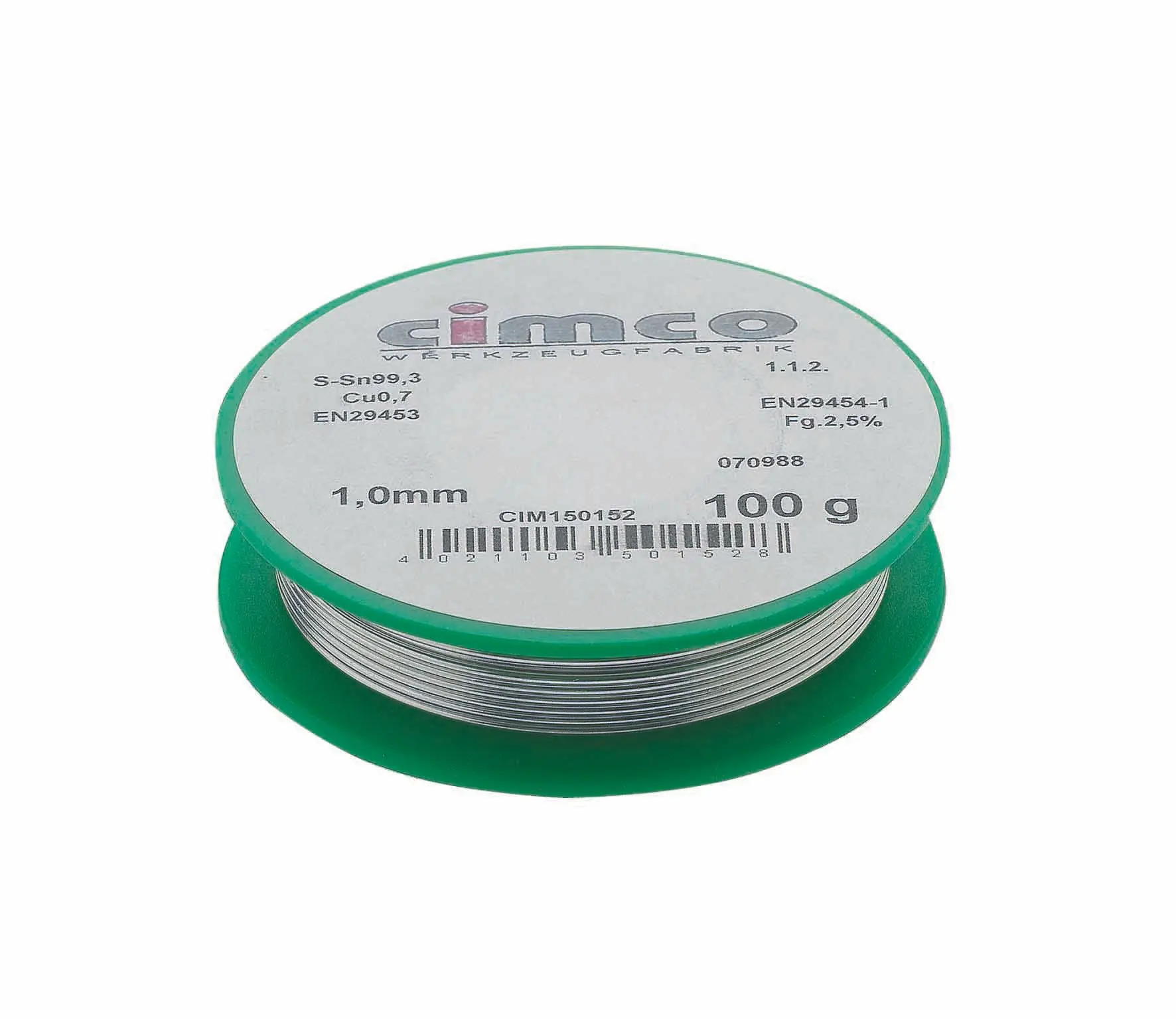 Elektroniklot bleifrei 1,0mm 100g, DIN 29453, Einwegspule