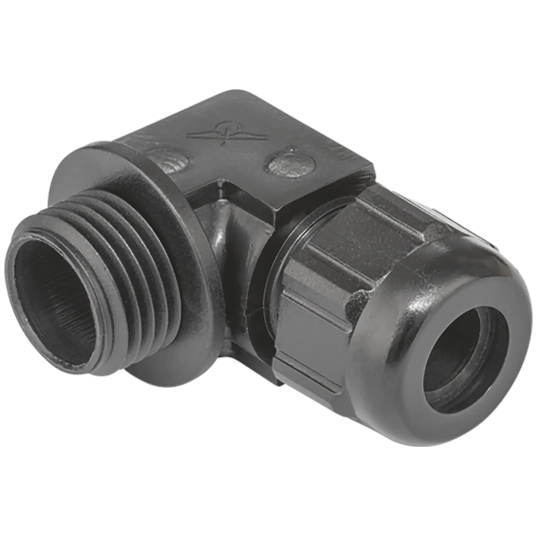 Produktfoto 1 von Winkel-Kabelverschr. 90° Kst. M16x1.5 Schwarz RAL 9005 Kabel D 6.5-9.5 mm