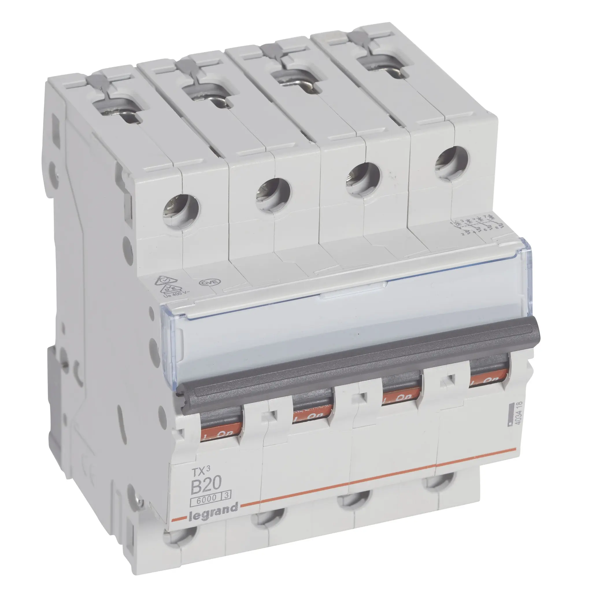 Produktfoto 1 von TX3 LS-Schalter B-Char. 20A, 4-polig, 6kA, 400VAC, 4TE