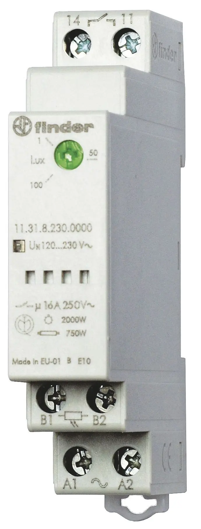 Produktfoto 1 von Dämmerungsschalter für Reiheneinbau 1 bis 100 Lux 1S 16A für 230VAC