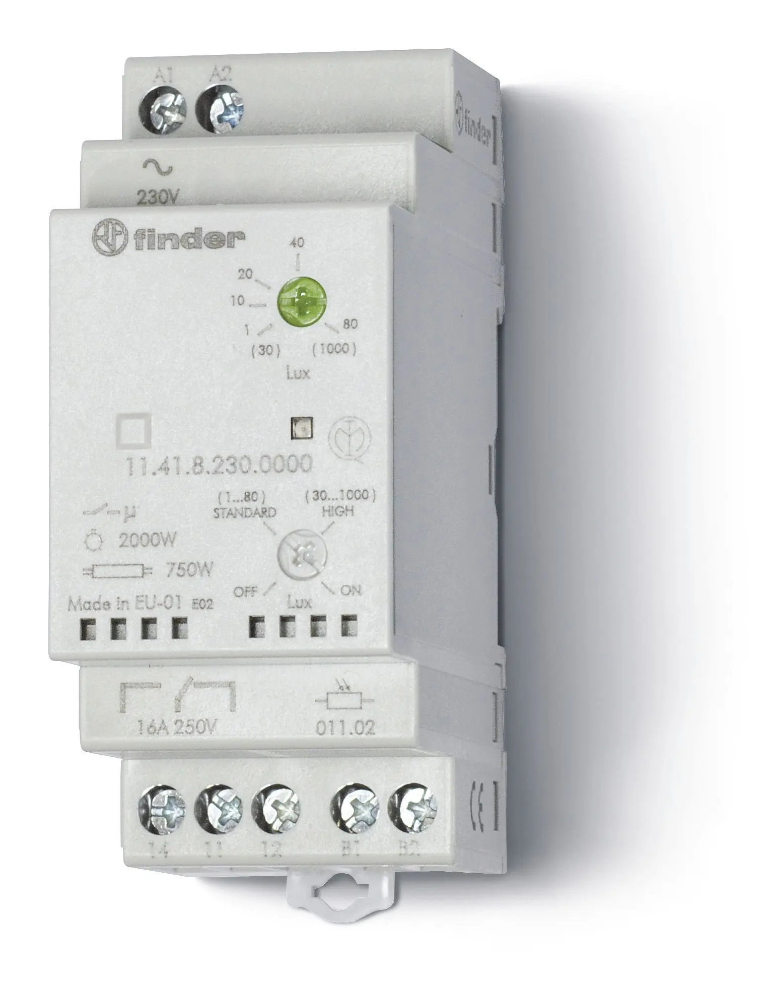 Produktfoto 1 von Dämmerungsschalter für Reiheneinbau bis 1000 Lux 1We 16A für 230VAC
