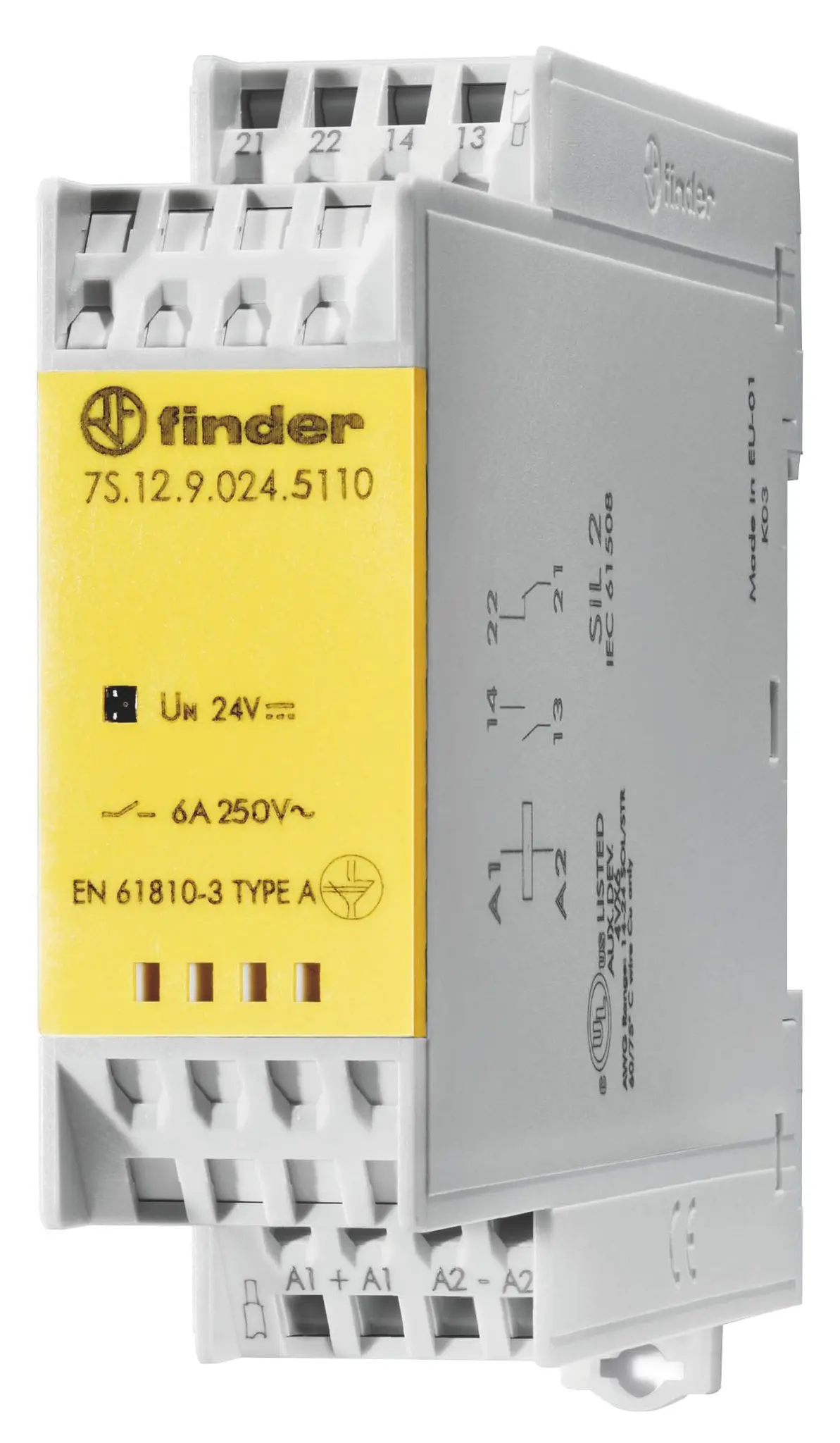 Produktfoto 1 von Relaismodul m.zwangsgeführten Kontakten 1S+1Ö für 6A Anschlussspannung 24VDC