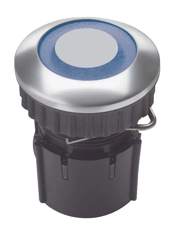 Produktfoto 1 von Klingeltast.LED-Ring blau Alu EV1 / Kunstst.blau max. 24V~/= (AC/DC)/1,5A