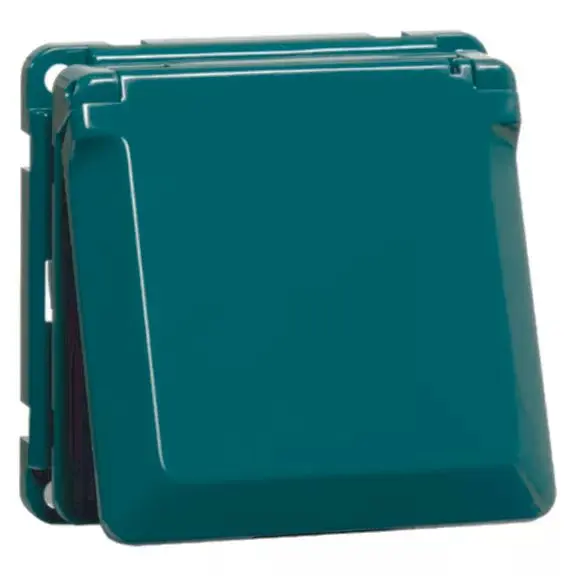 Produktfoto 1 von Steckdose SCHUKO Einbau, grün Klappdeckel