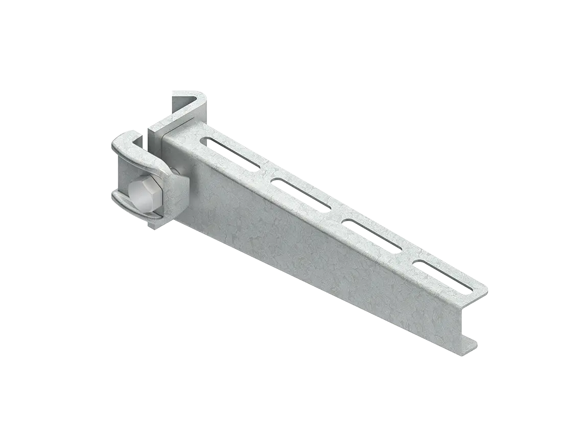 Produktfoto 1 von Ausleger, standard, 95x410 mm, 2,5 kN mit vormont. Klemme feuerverzinkt