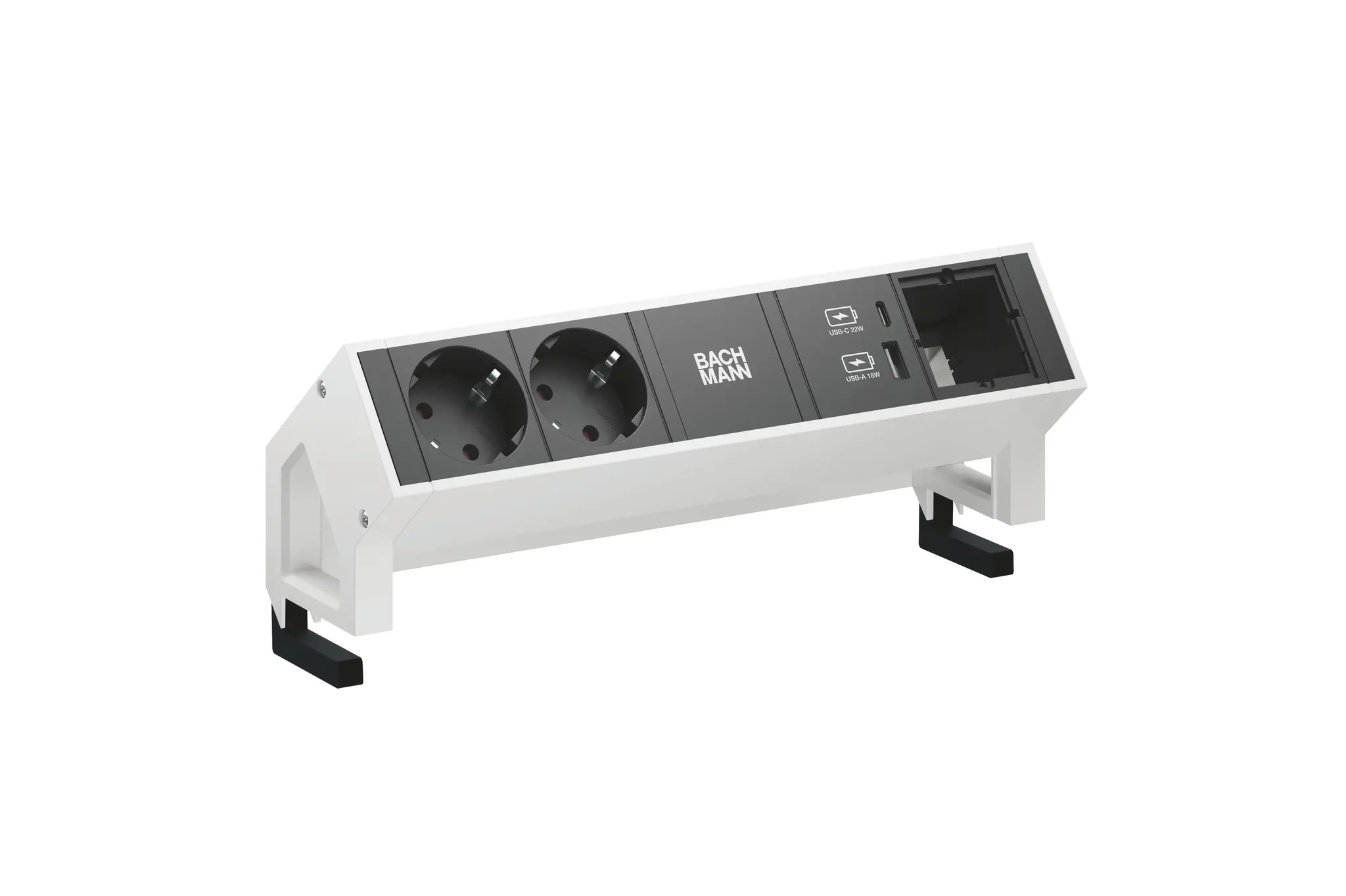 Produktfoto 1 von DESK2 2xCEE7/3 1xUSB A&C 22W 1xCM 0 GST18 RAL9010