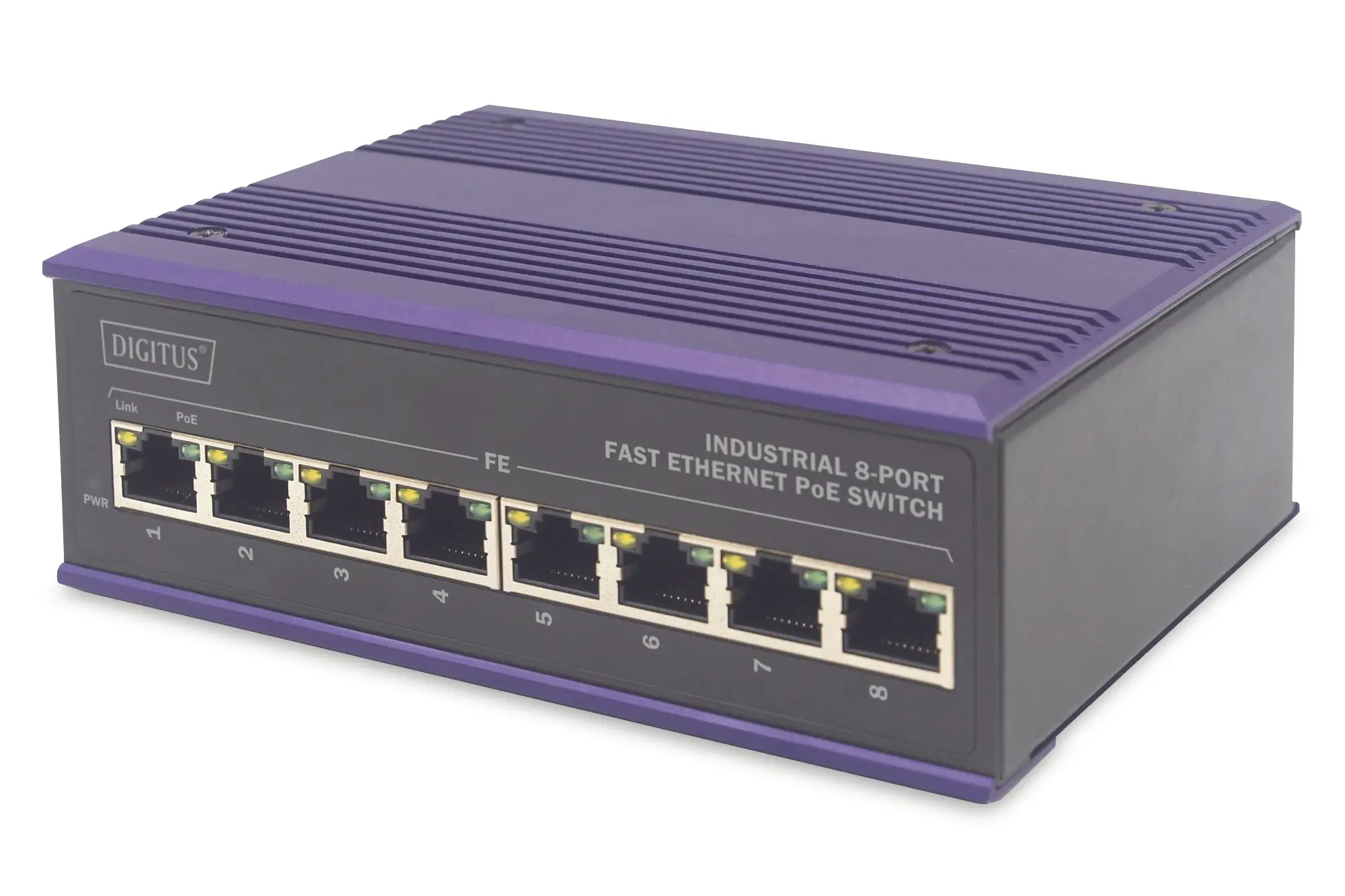 Produktfoto 1 von Industrieller 8-Port Fast Ethernet PoE Switch