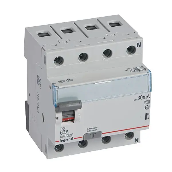 Produktfoto 1 von TX3 FI-Schalter 63A, 4-polig, 30mA, Typ A, 400VAC, 4TE