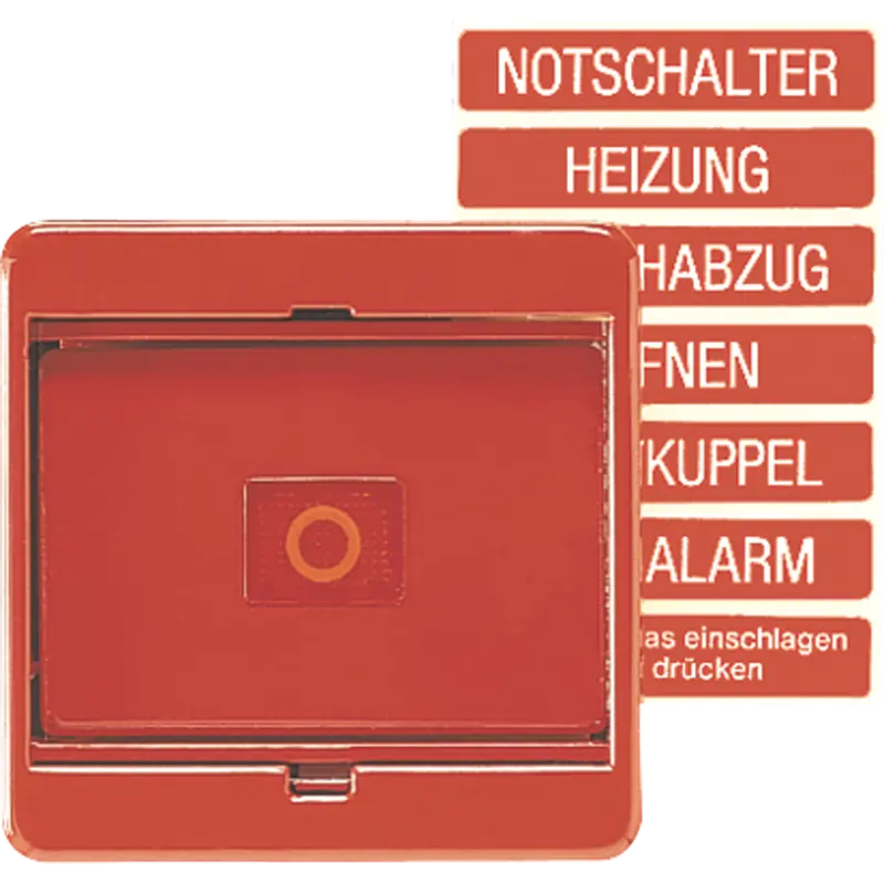 Produktfoto 1 von Abdeckung, Glasscheibe, rote Wippe mit Linse, für Schalter und Taster