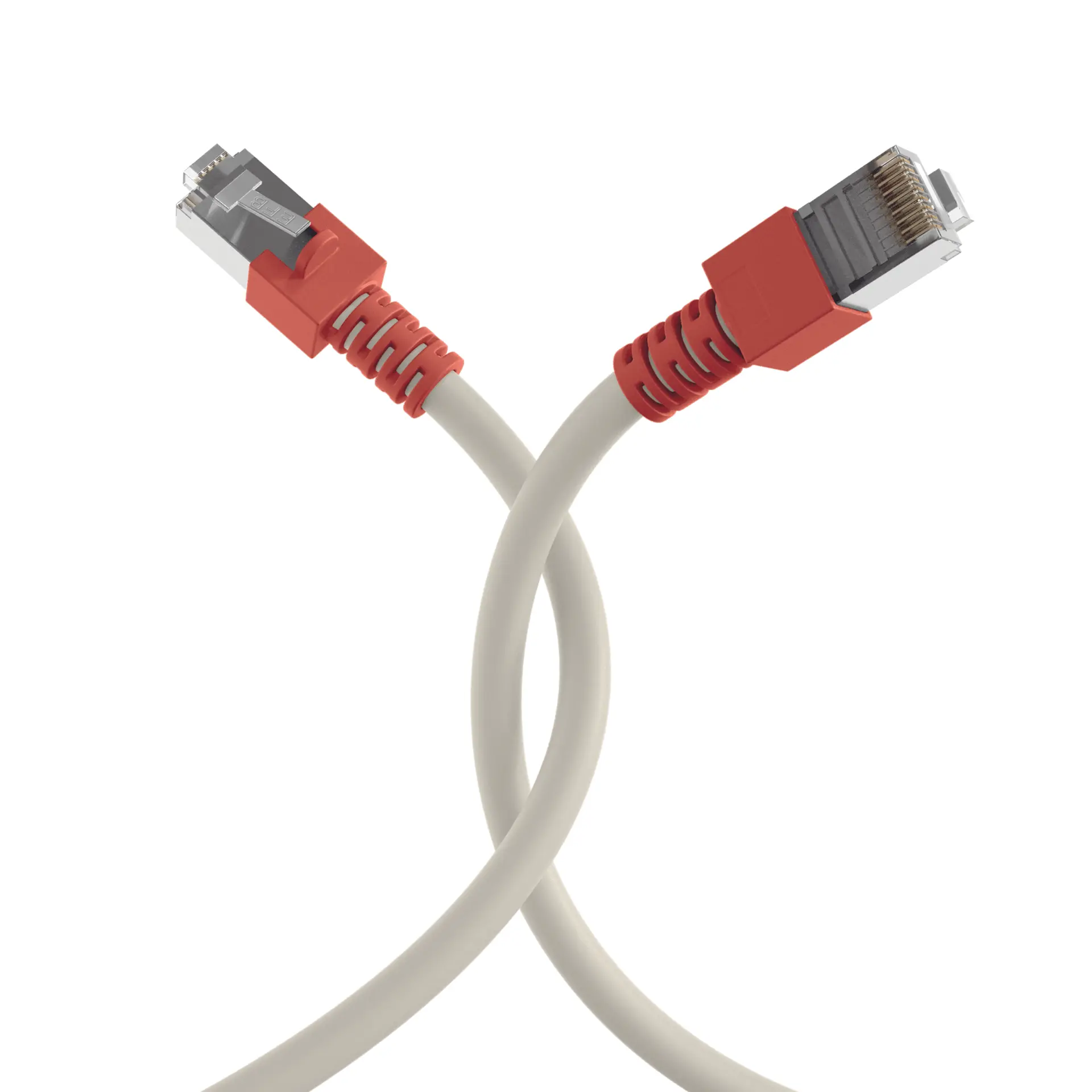 Produktfoto 1 von Crossoverkabel SF/UTP Cat.5e 3m grau rote Tülle