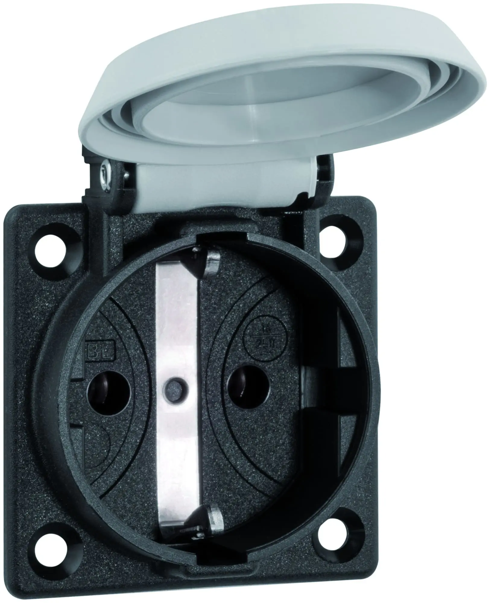 Produktfoto 1 von Einbau-SCHUKO-Steckdose flexibel anschließbar grau IP54 m.Schraubanschl.