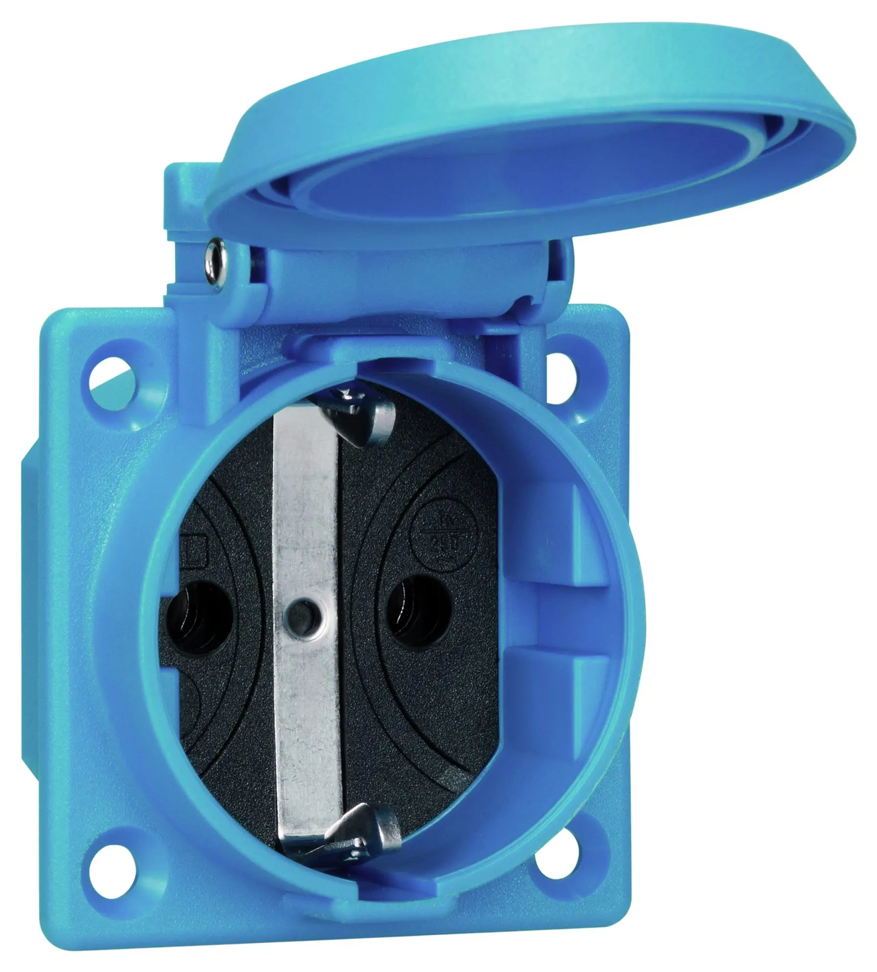 Produktfoto 1 von Einbau-SCHUKO-Steckdose flexibel anschließbar blau IP54 m.Schraubanschl.