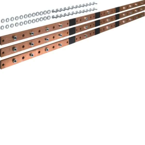 Produktfoto 1 von CU-Schiene,universN,40x10mm,6feldig,für 9Trennerleisten NH1-3, (3Stk)