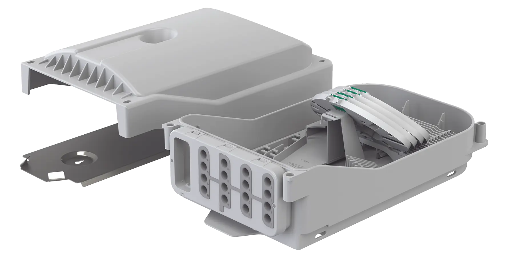 Produktfoto 1 von Gebäudeverteiler E3S Connect® max 8 Kassetten, E3S-LC/APC, 16 Ausgänge