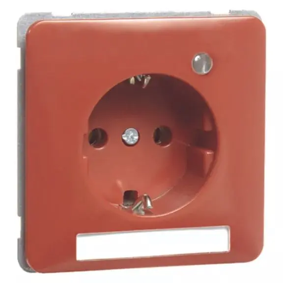 Produktfoto 1 von Steckdose SCHUKO, rot Beschriftungsfeld, LED, ohne Krallen