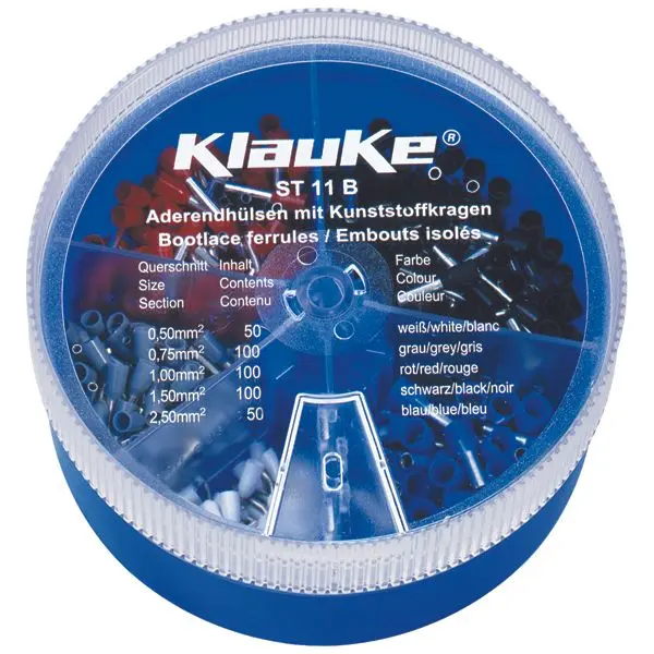 Produktfoto 1 von Streudose, bestueckt mit isolierten Aderendhuelsen von 0,5qmm bis 2,5qmm