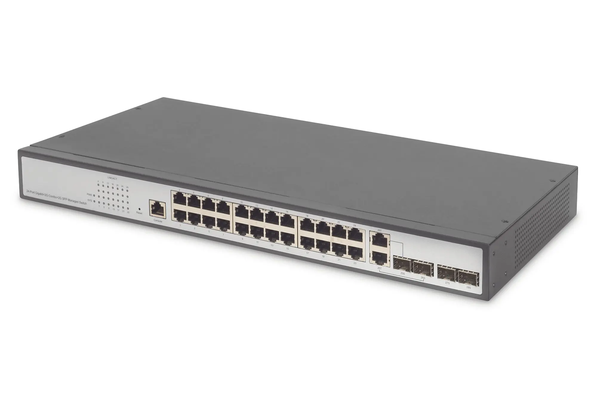 Produktfoto 1 von 24-Port Gigabit Switch 19Zoll Managed 2 Uplinks