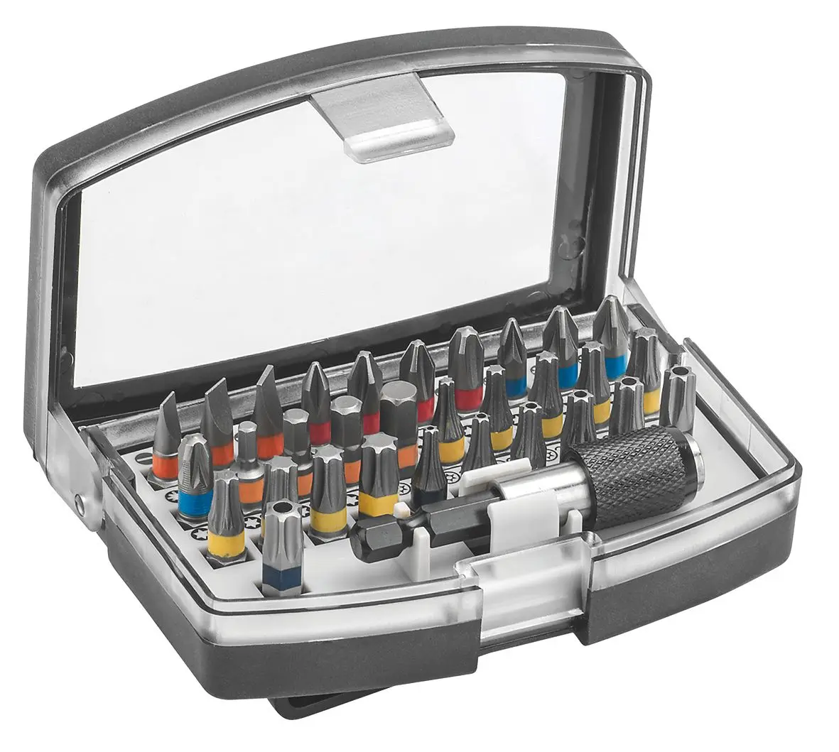 Produktfoto 1 von Bit-Satz 32-teilig PH, PZ, TX, Hex, SZ, Magnethalter