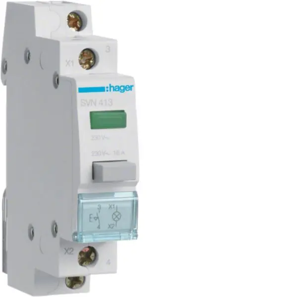 Produktfoto 1 von Druckschalter 16A 1 Schließer 230V AC mit Leuchtmelder grün 1PLE