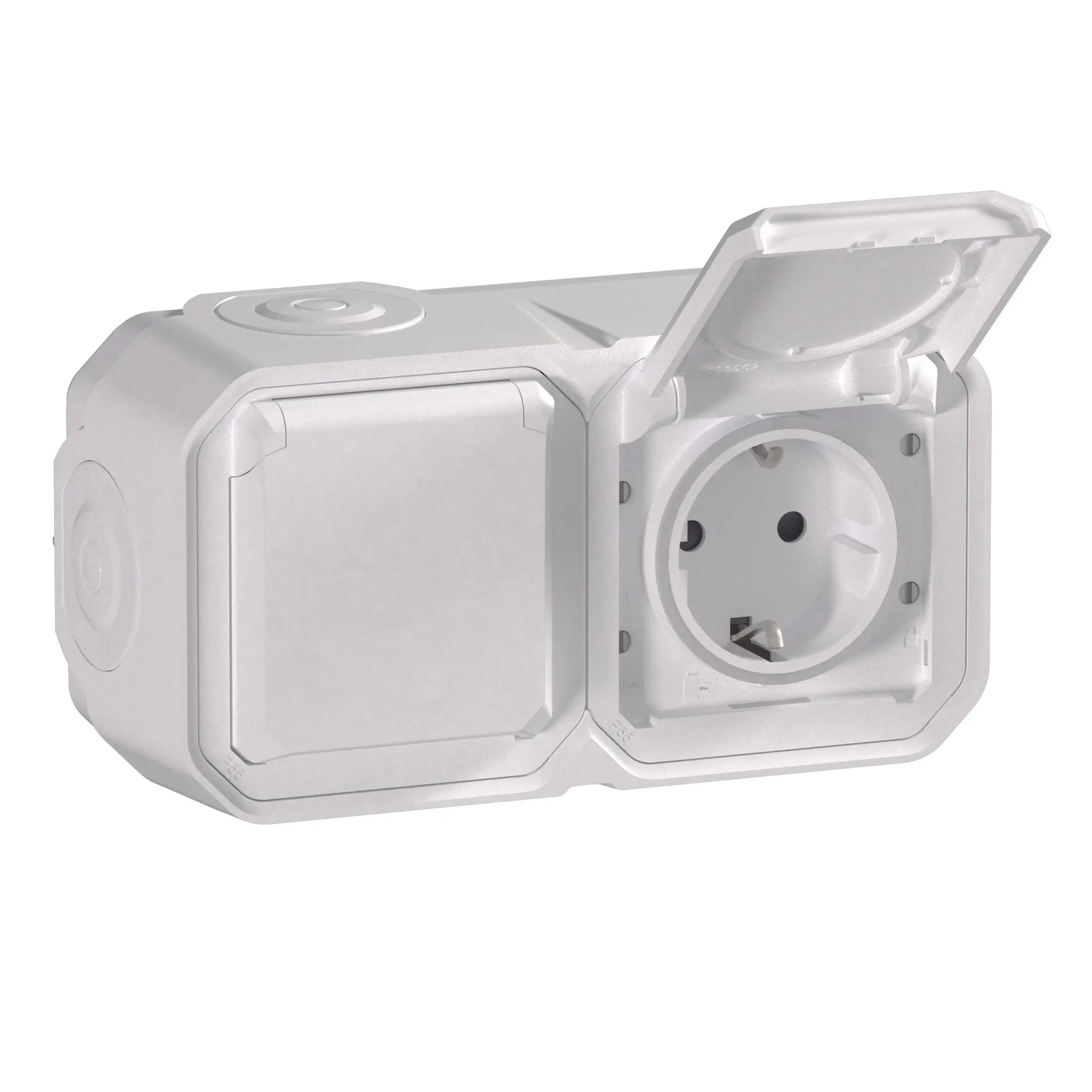 Produktfoto 1 von Plexo New FRAP 2fach vorverdrahtete SSDO horizontal SL, EB, IP44 IK08, Ultraweiß