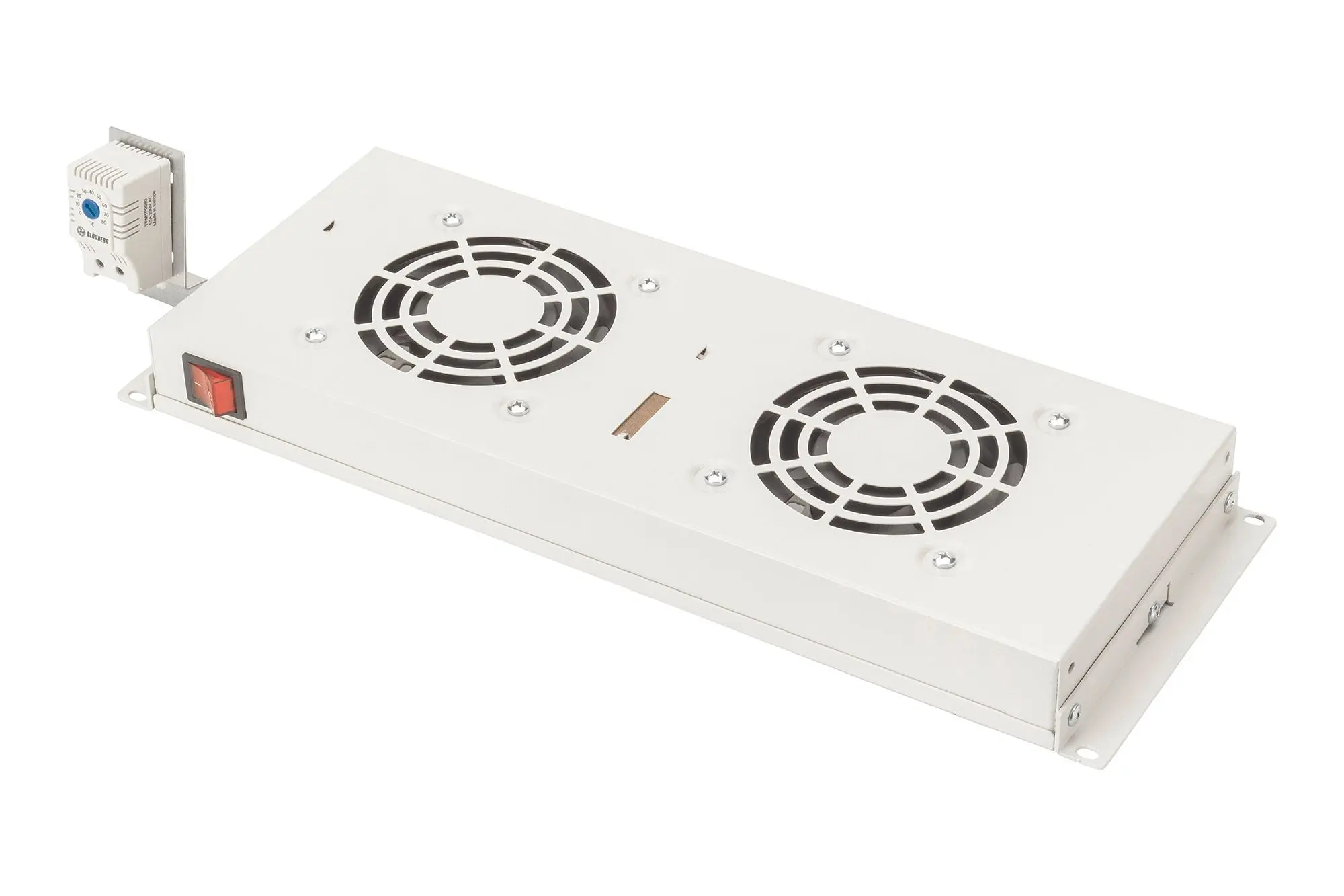Produktfoto 1 von Dachlüftereinheit f.483mm 19z-Installat. 2 Lüfter Thermostat 276cbm zirk./h grau