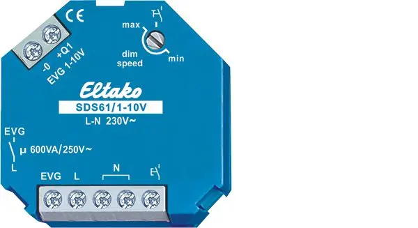 Produktfoto 1 von 1-10V-Steuer-Dimmschalter 1-10V für EVG 1 Schließer nicht potenzialfrei 600VA